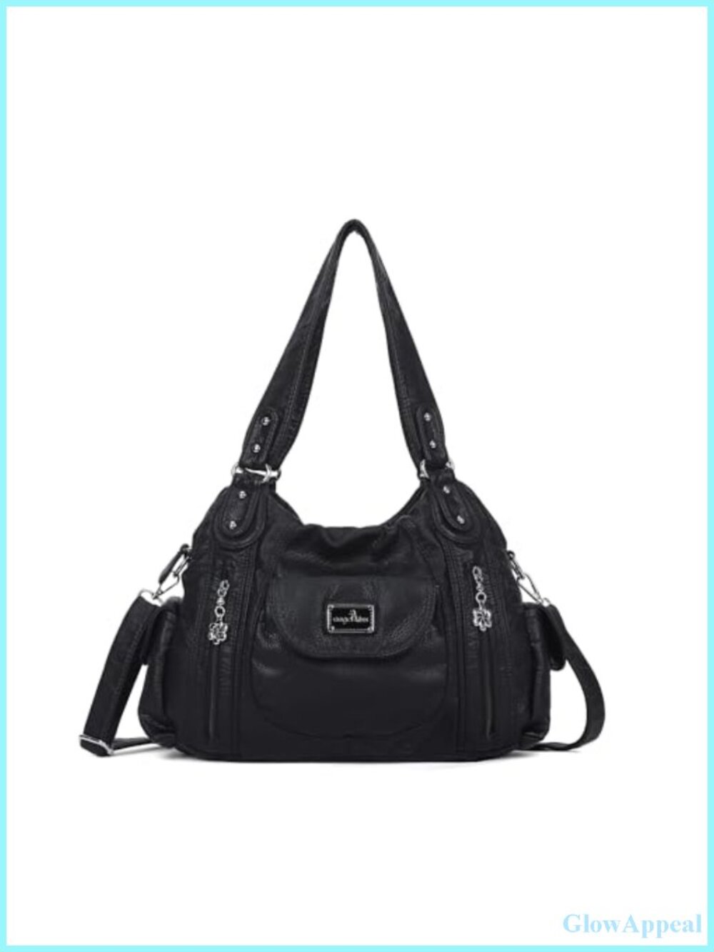 Large Faux Leather Hobo Tote Purse with Multiple Pockets, Adjustable Strap